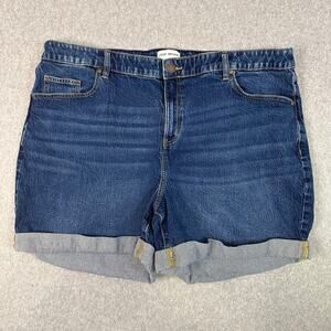 Lane Bryant Midi Short Dark Wash Blue Womens Size 22 Mid Rise Boyfriend Cuffed